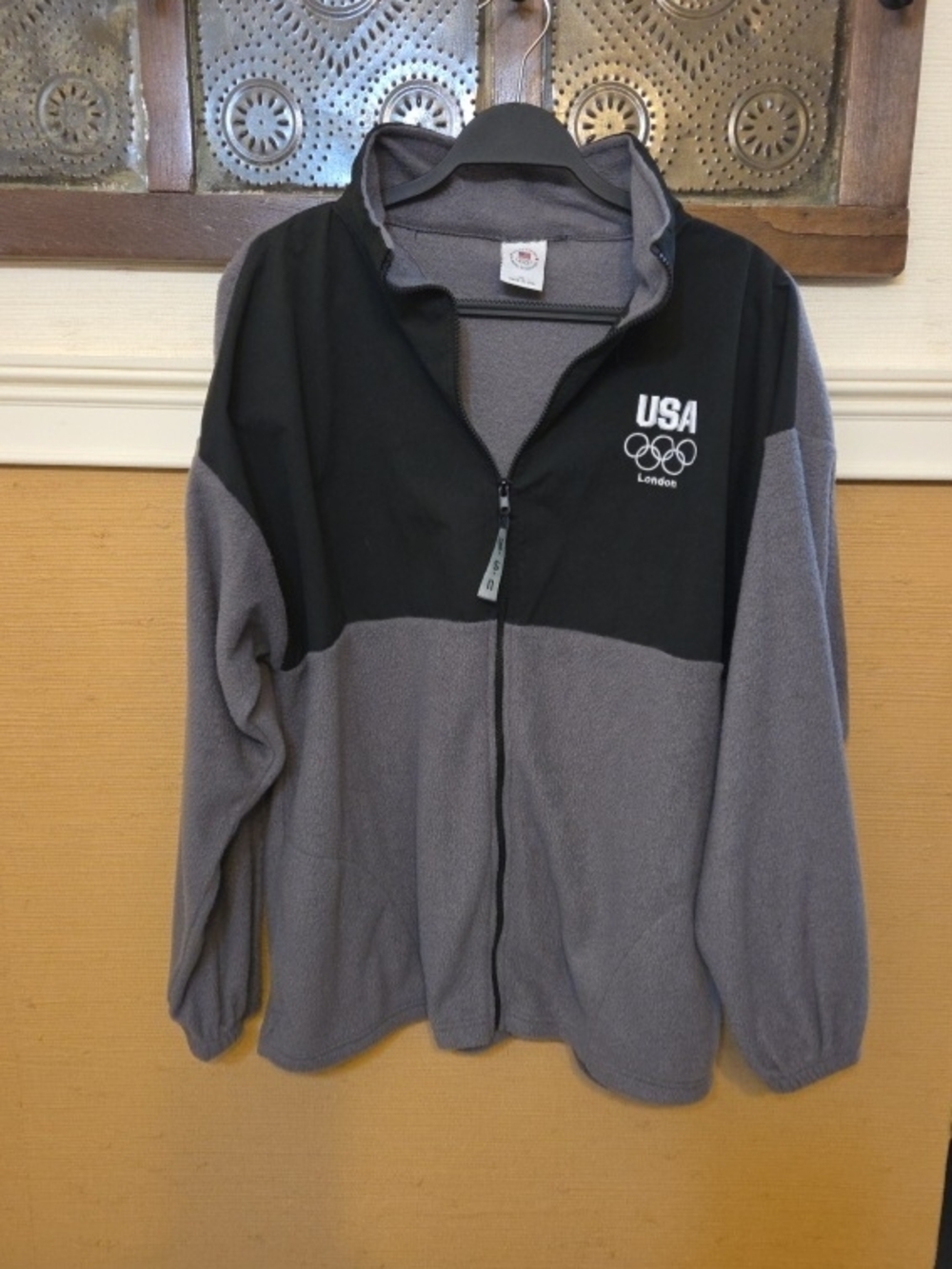 USA London Olympic Grey & Black Fleece Windbreaker Jacket
